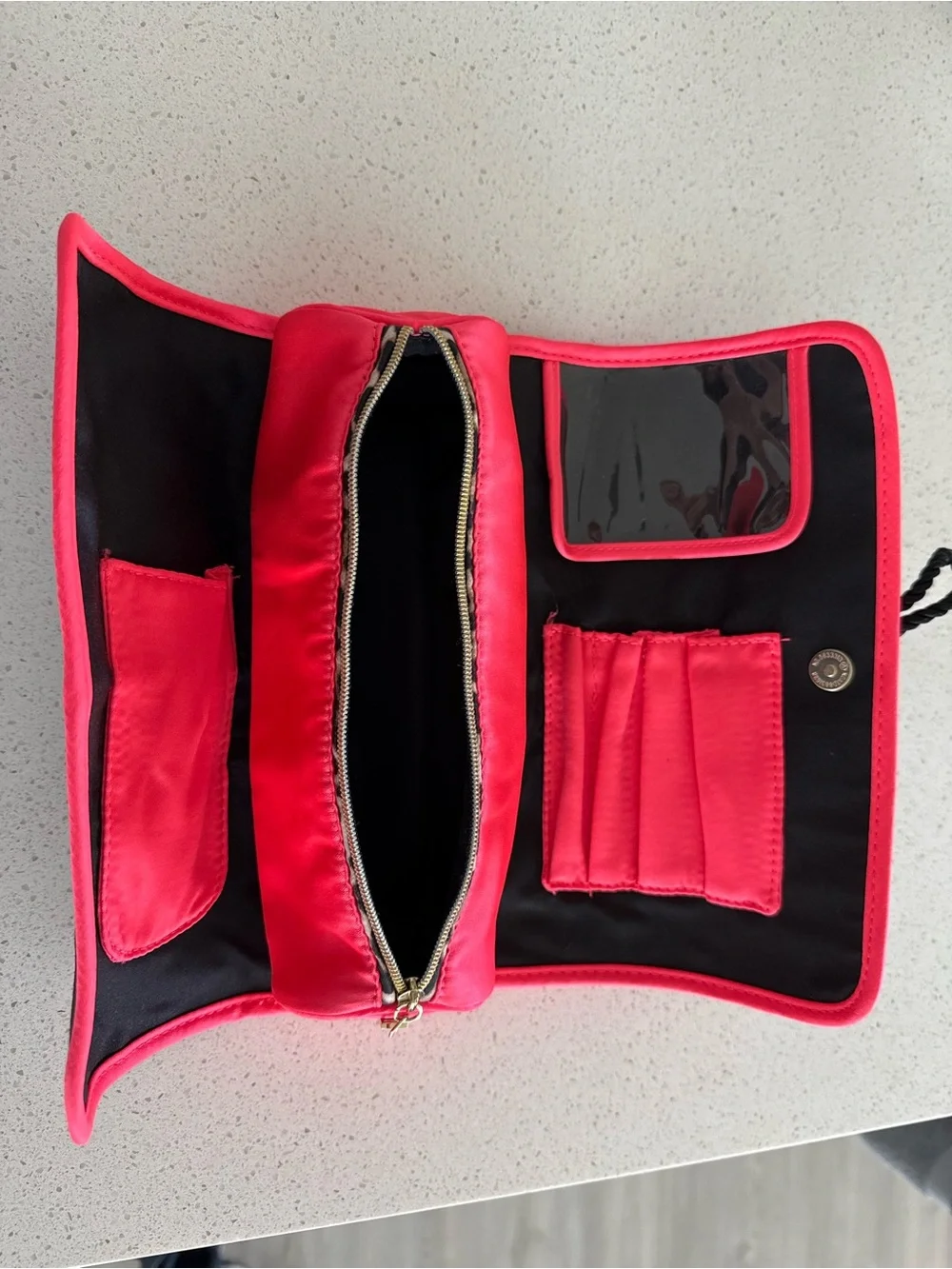 Victoria's Secret Black and Pink Makeup Brush Roll Up Bag